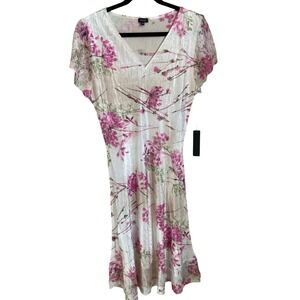 Komarov Woman 2X Floral‎ Crinkle Lace Dress Special Occasion NWT